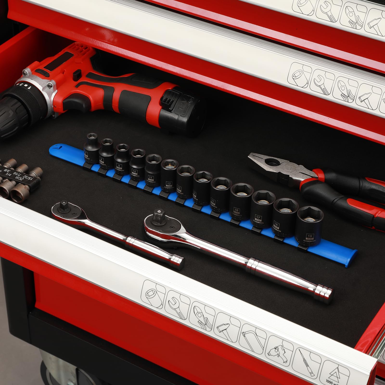 CASOMAN laser-etched size marks aid fast size identification.