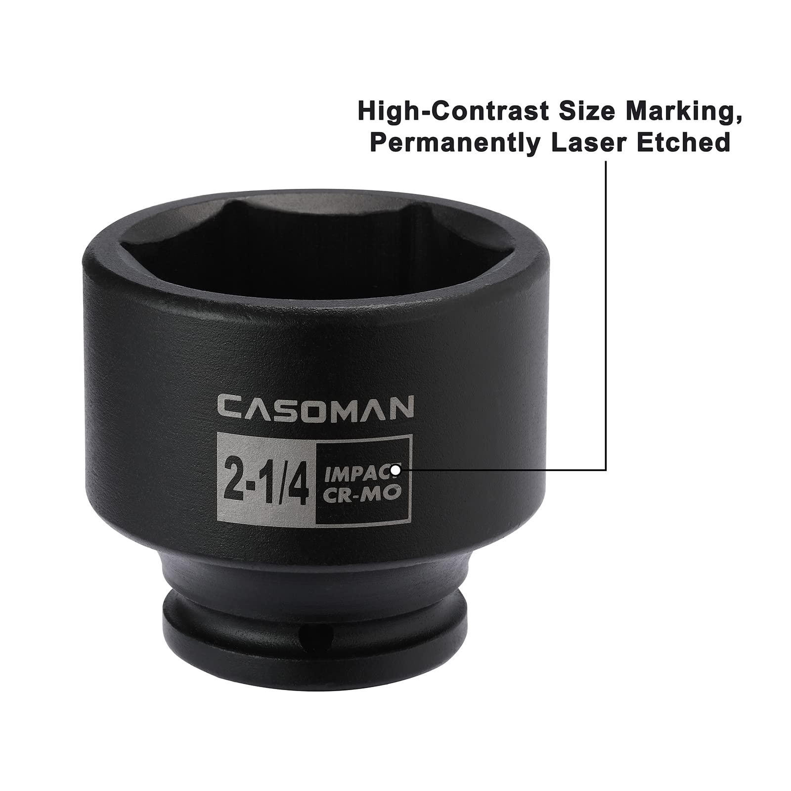 Casoman laser-marked sizes stay readable in dim light.