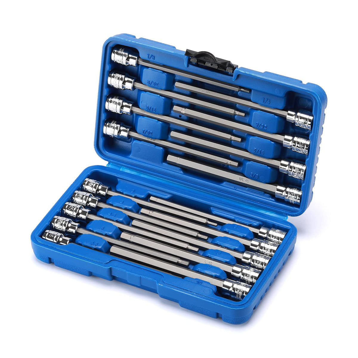 Casoman long hex bit socket set with deep-reach design for tight spaces and easy access.