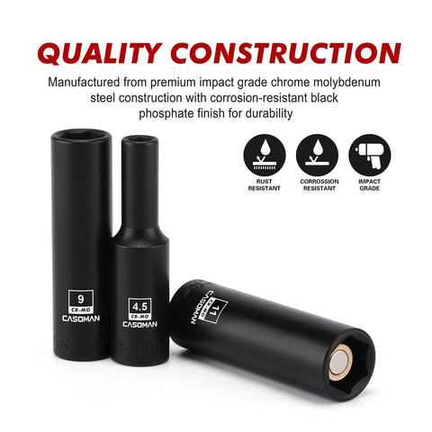 Casoman magnetic retention keeps fasteners in place during torque.