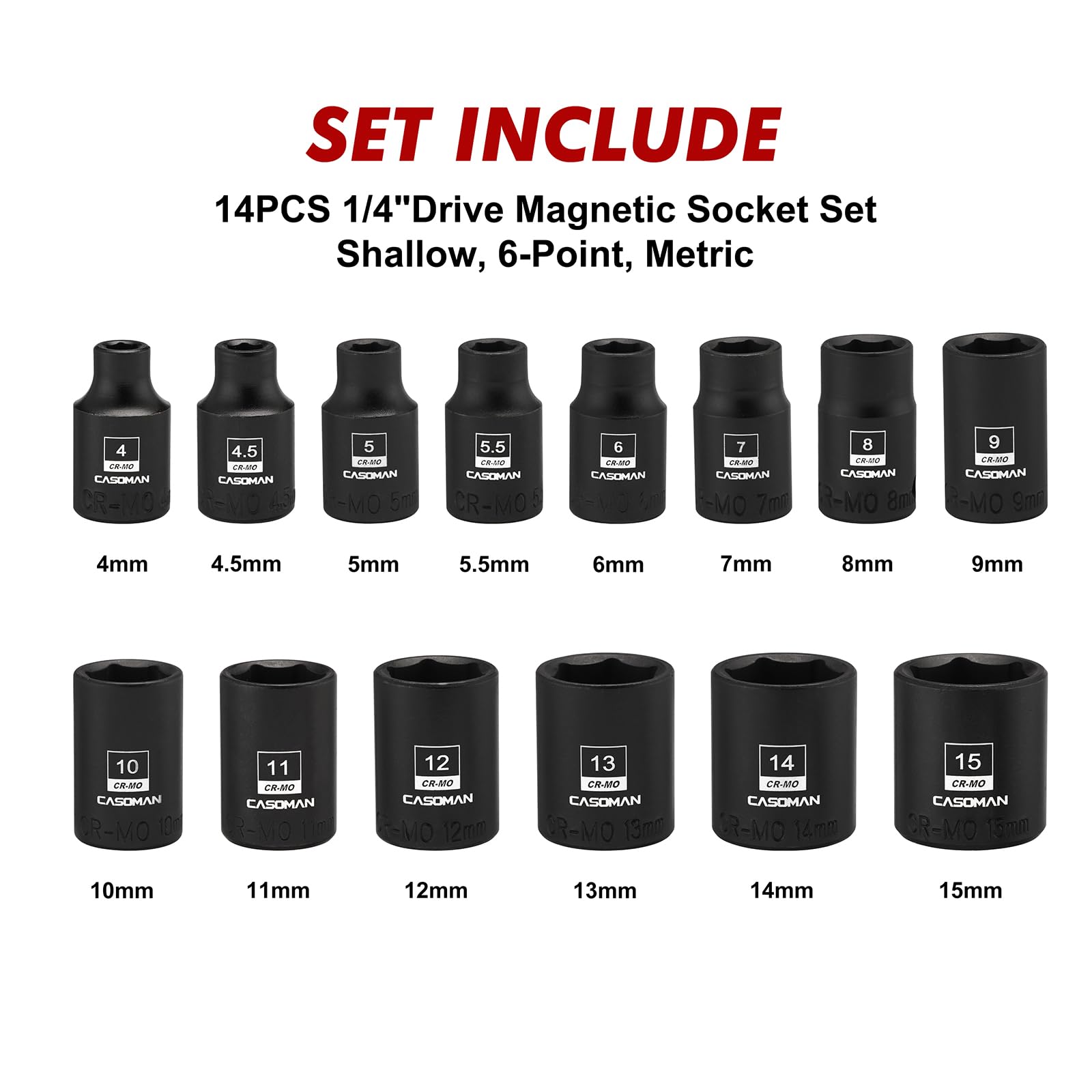 CASOMAN magnetic socket holding fasteners securely during installation tasks.