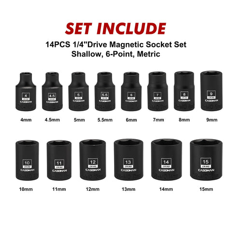 CASOMAN magnetic socket holding fasteners securely during installation tasks.