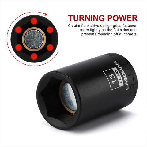 CASOMAN magnetic sockets securely hold screws during installation.