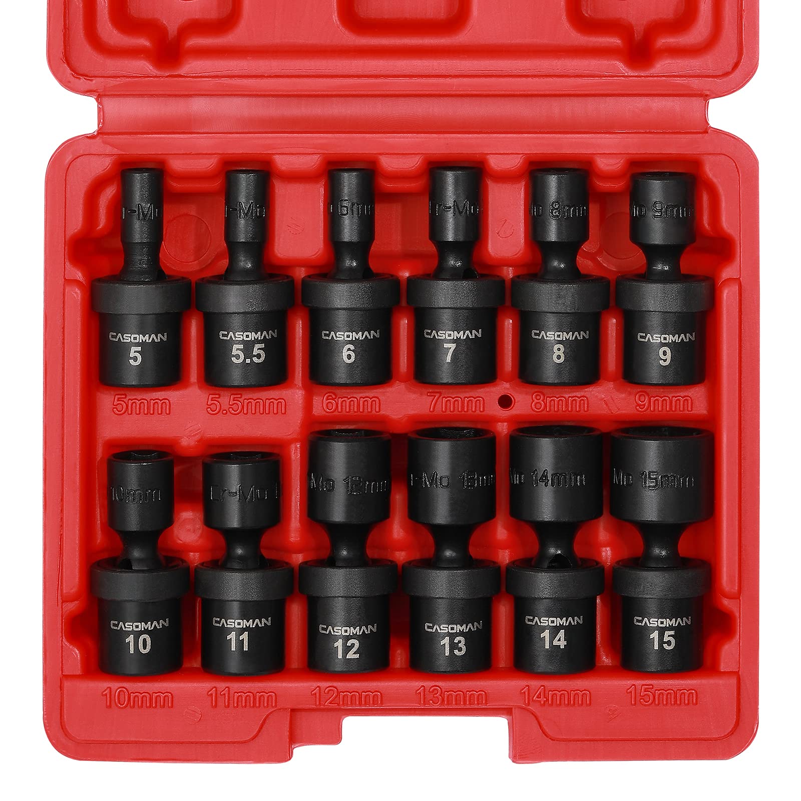 CASOMAN metric 12-piece socket set shown with various sizes for quick reference.