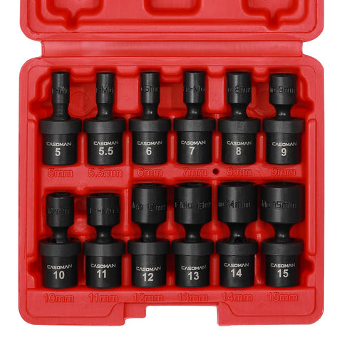 CASOMAN metric 12-piece socket set shown with various sizes for quick reference.