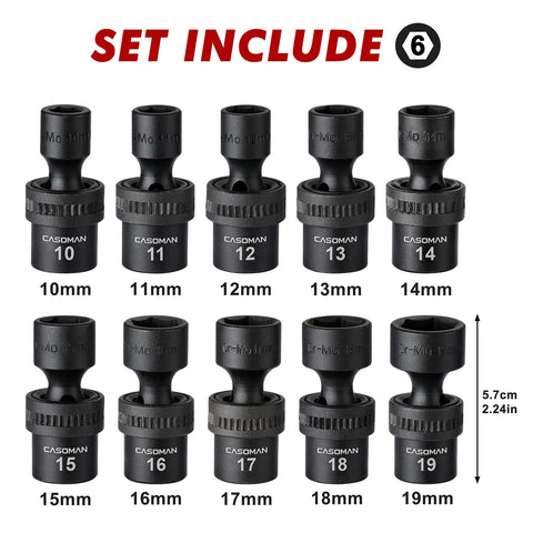 Casoman metric sockets 10–19 mm with precise engagement.