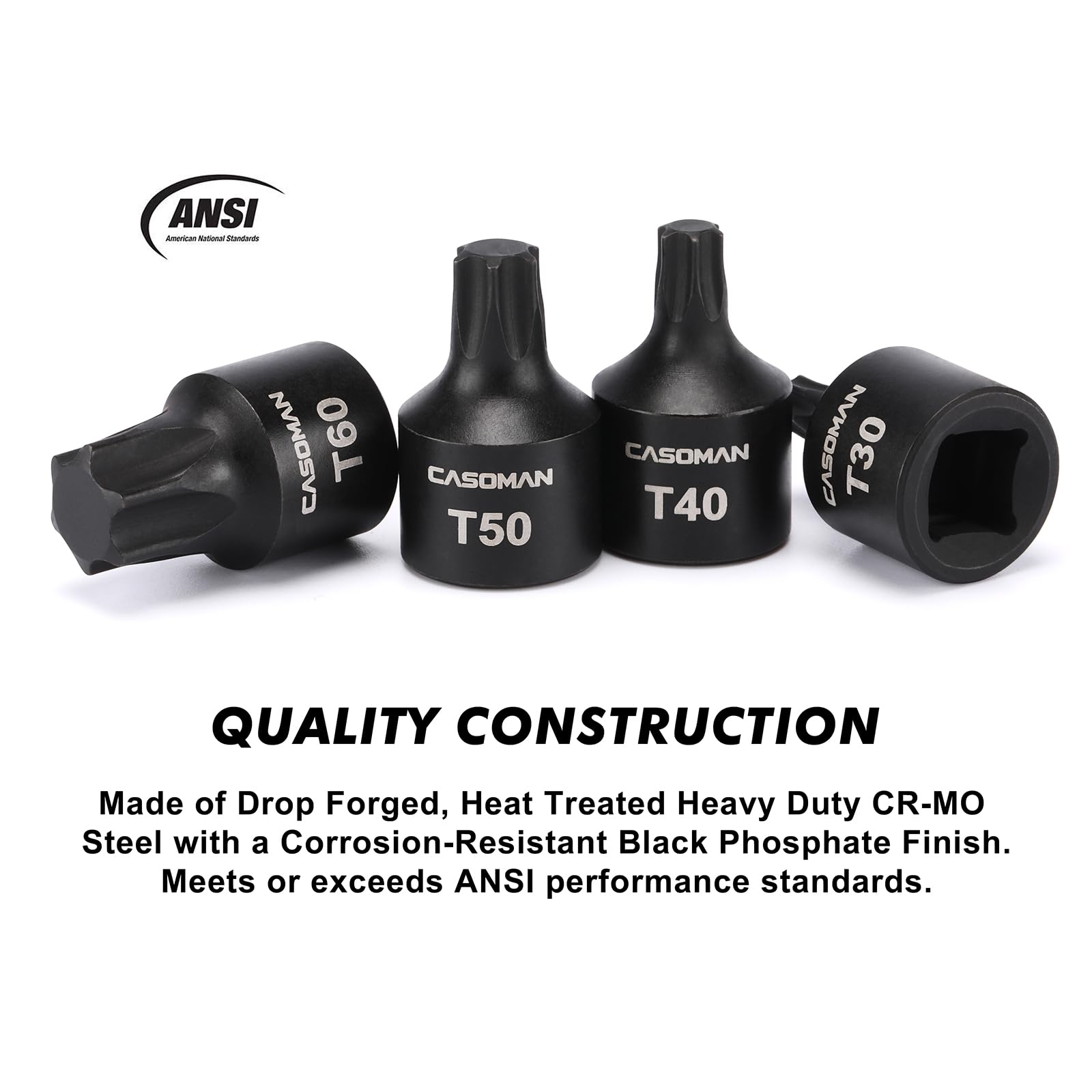 Casoman precision chamfered bit ends for smooth insertion