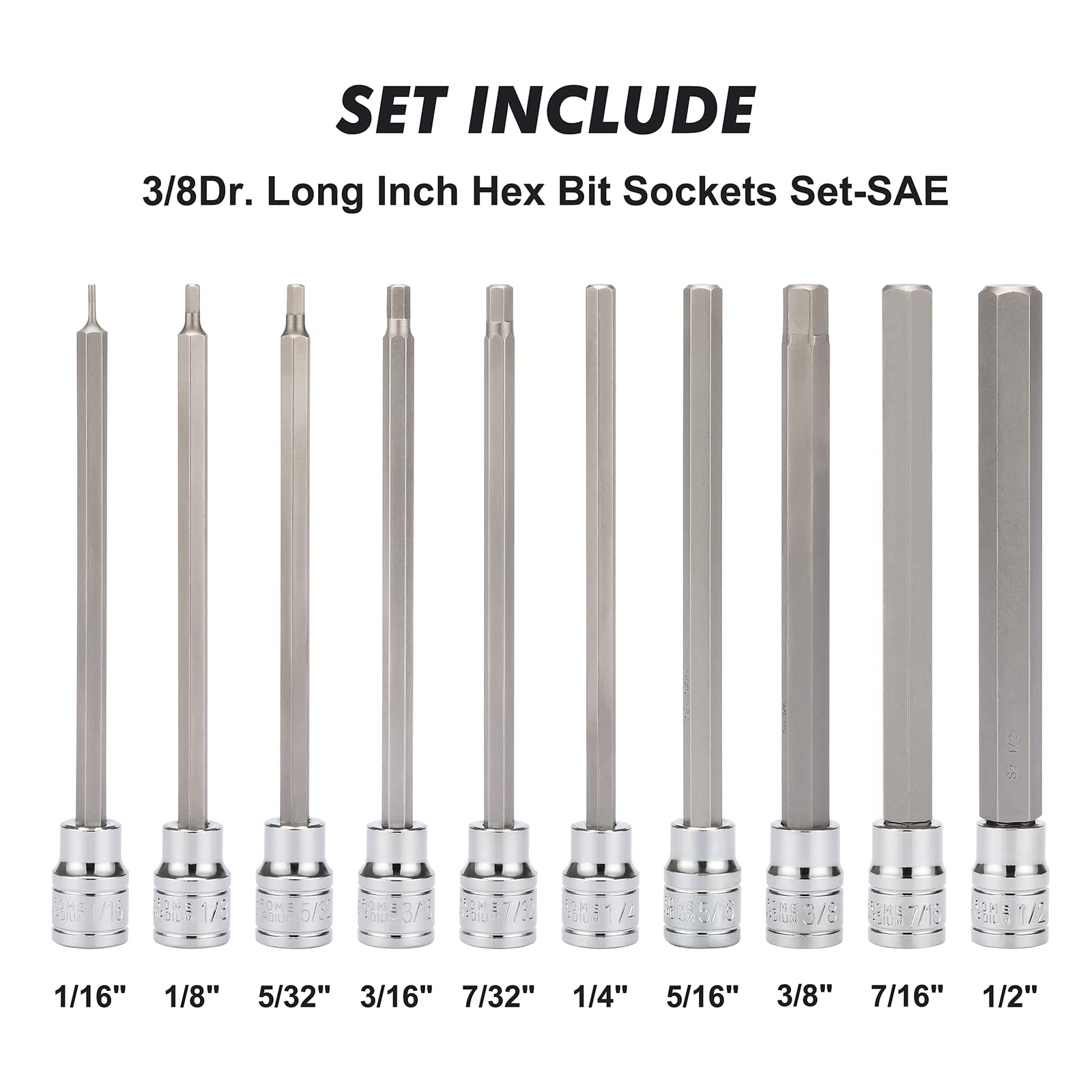 CASOMAN SAE range from 1/16 to 1/2 inch for versatile fasteners.