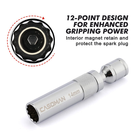 Casoman spark plug socket 360-swivel enables access in cramped bays