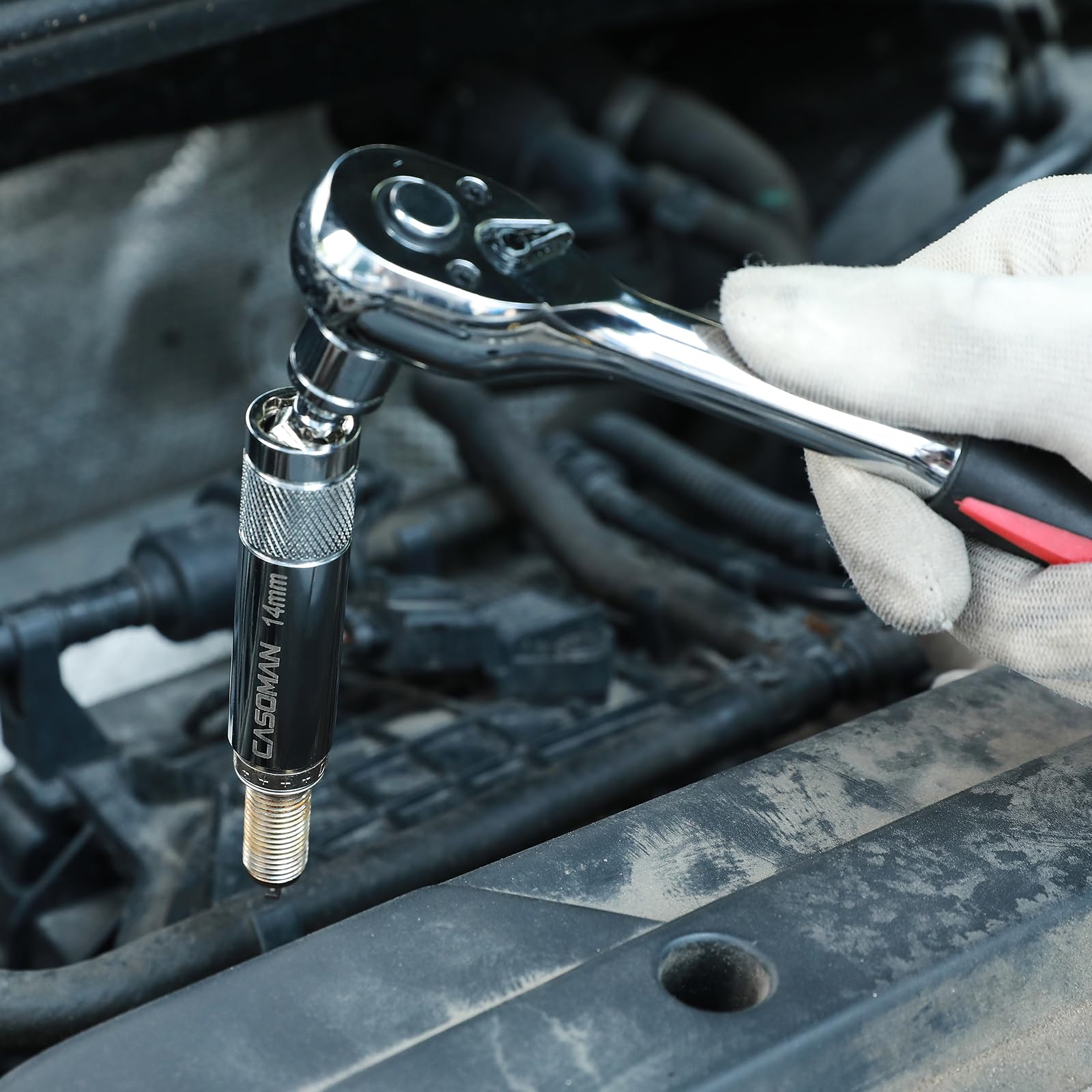 Casoman spark plug socket chrome finish resists rust for daily use