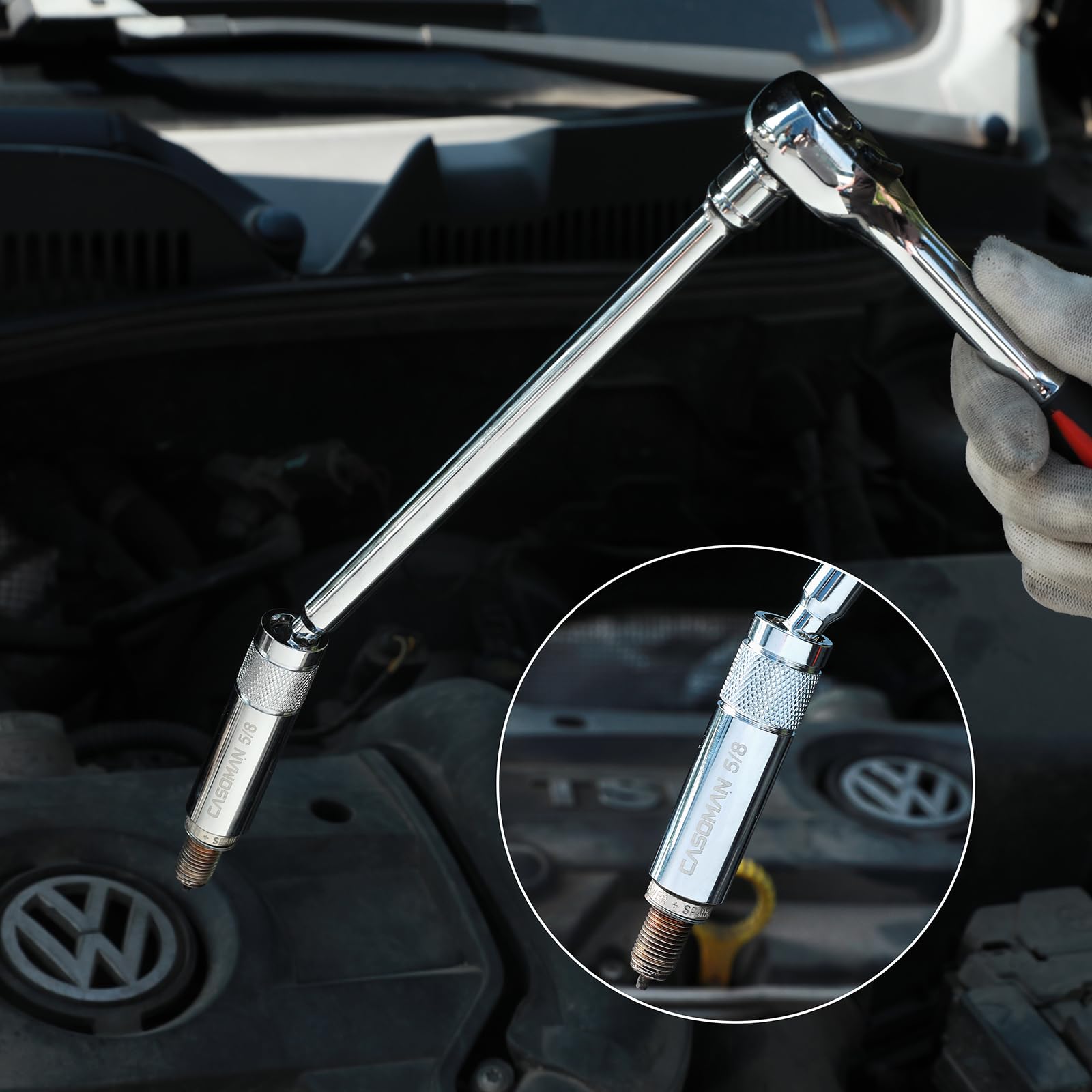 Casoman spark plug socket magnetic inside keeps plugs secure during work