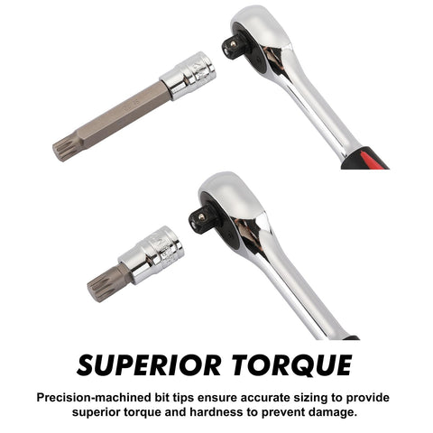 CASOMAN 3/8 drive long-length bits for recessed fasteners access.
