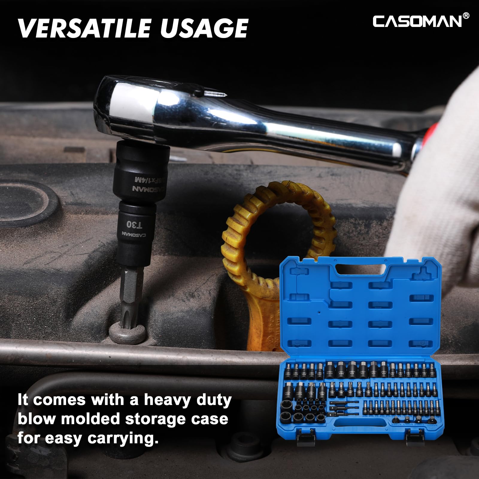 Casoman heavy-duty storage case keeps tools portable and organized.