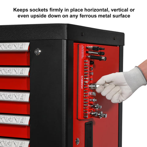 CASOMAN strong magnet secures U-joints and adapters on metal surfaces