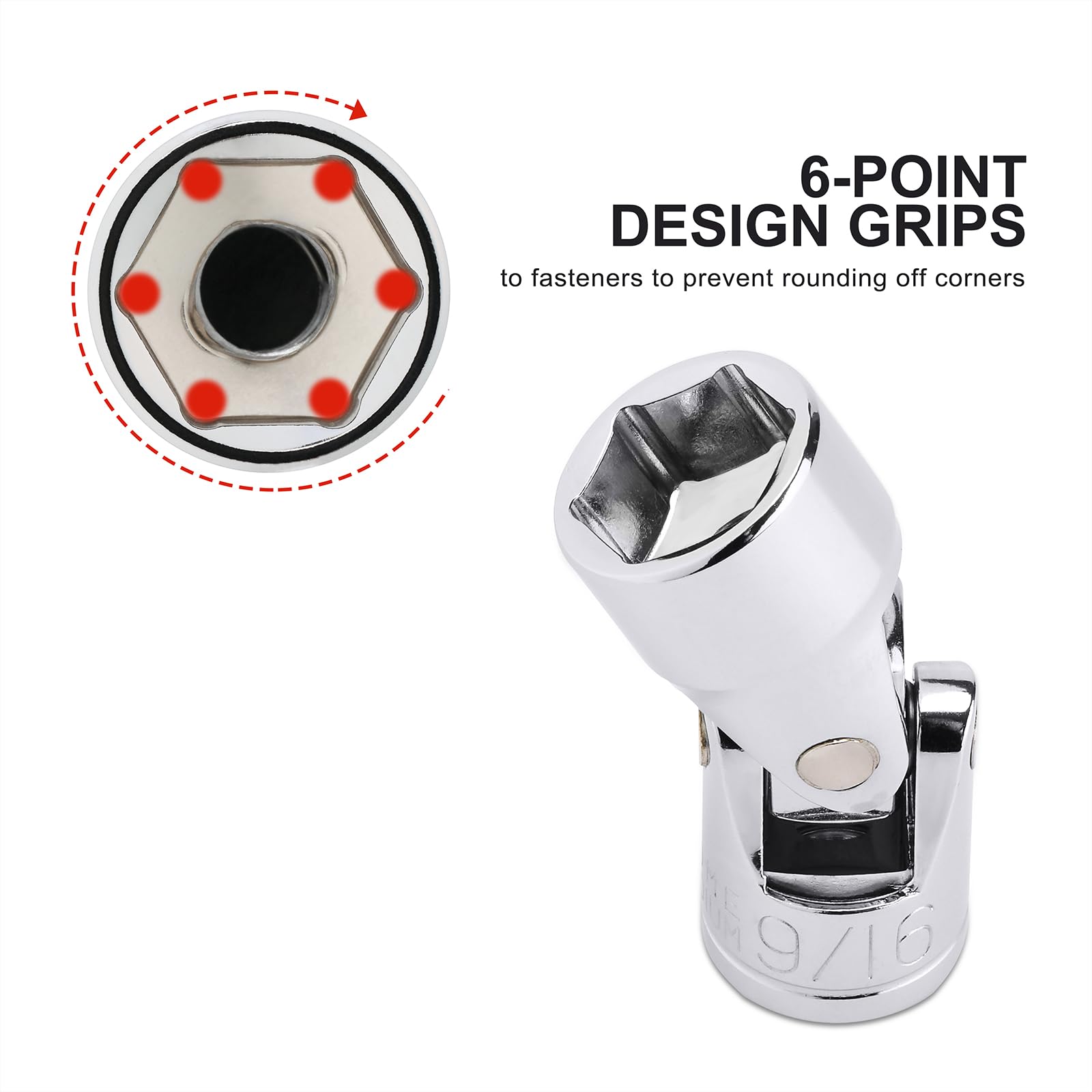 CASOMAN swivel head enables 360-degree access in tight spots.