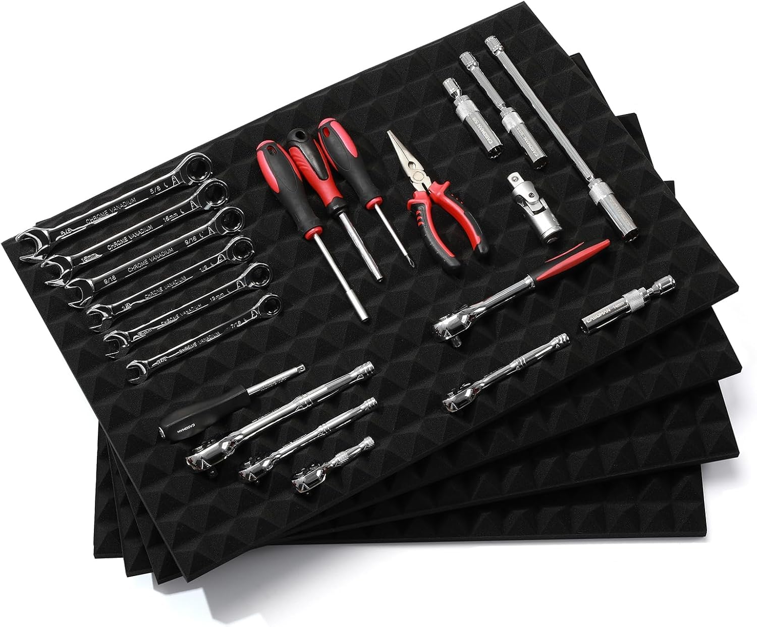 CASOMAN toolbox liner with non-slip top keeps tools in place during work