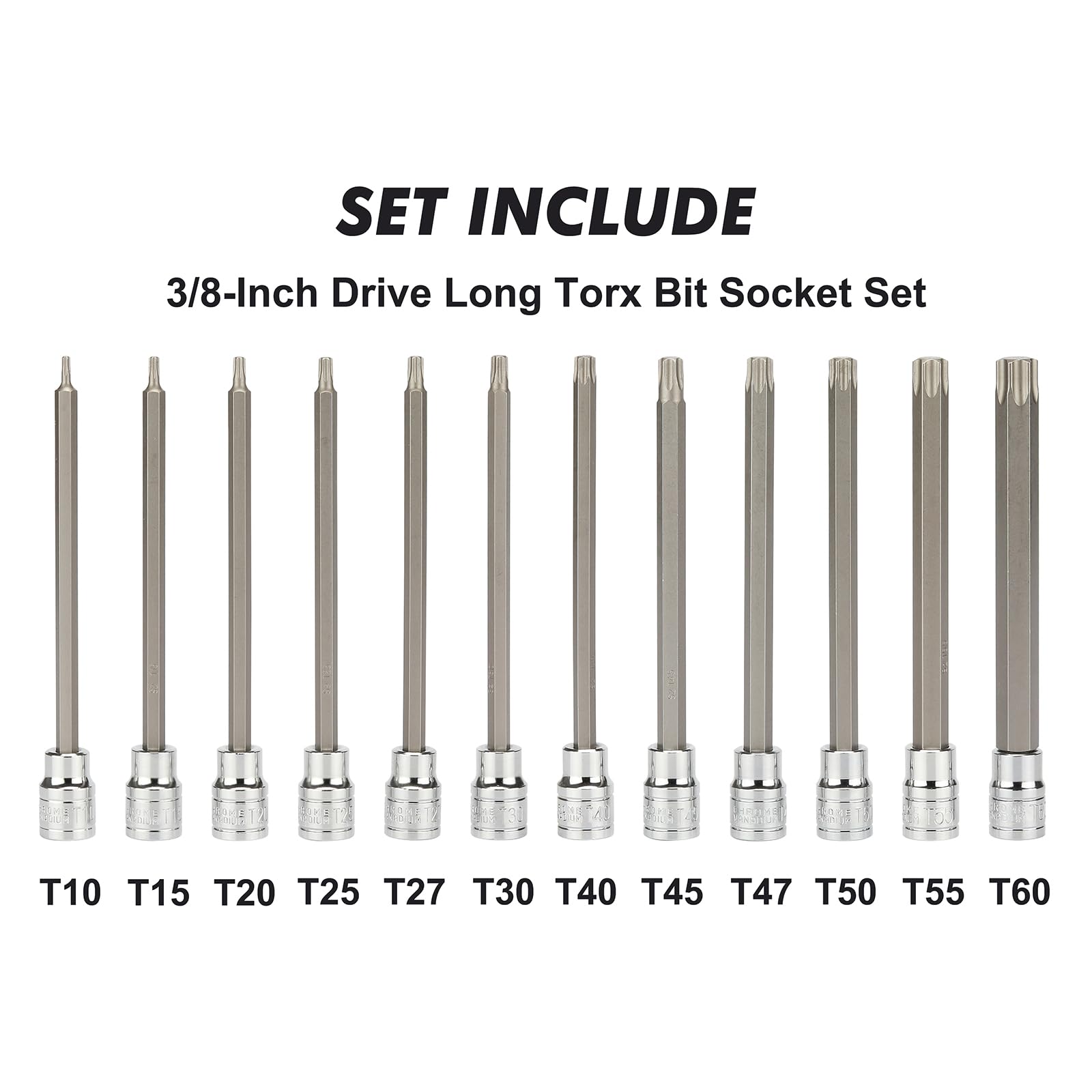 CASOMAN torx bit set long bit tip enabling reach into tight spaces