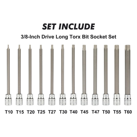 CASOMAN torx bit set long bit tip enabling reach into tight spaces