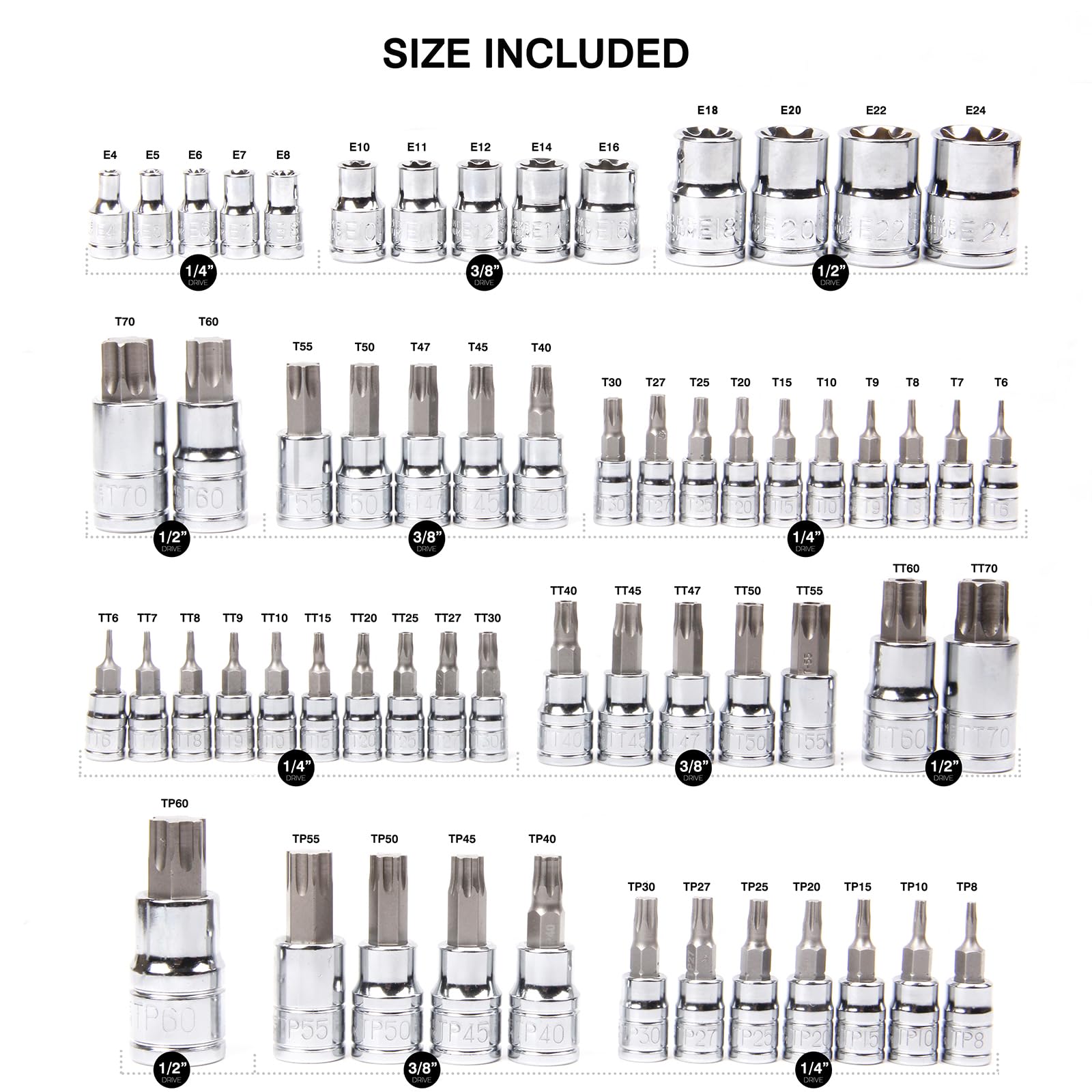 Casoman Torx E socket E4-E24 precision-fit for smooth engagement