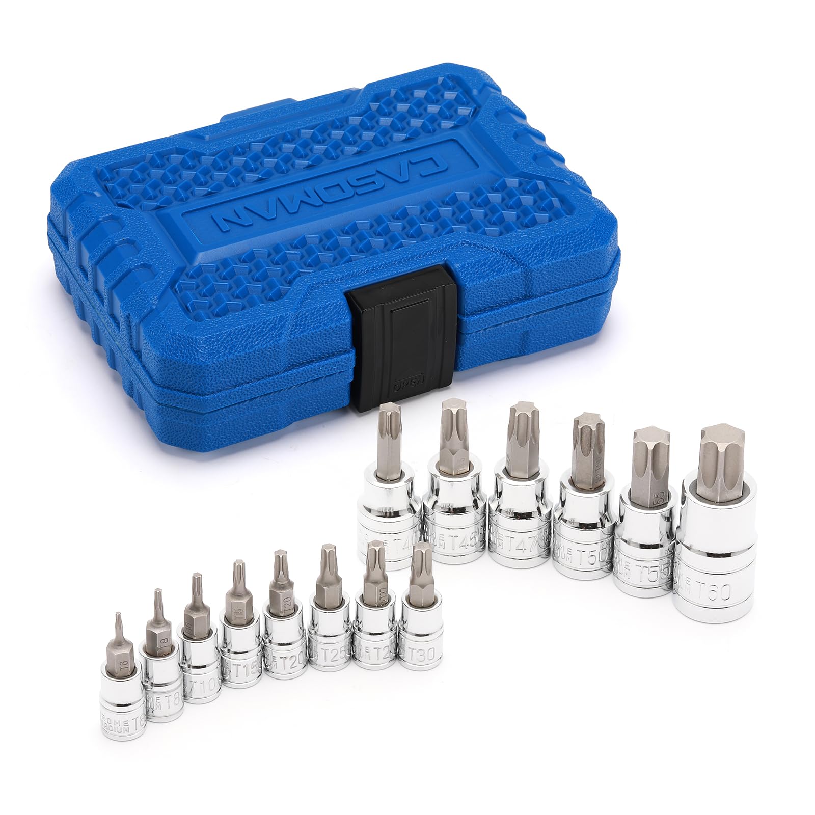 CASOMAN torx socket set in case for organized, on-the-go projects.