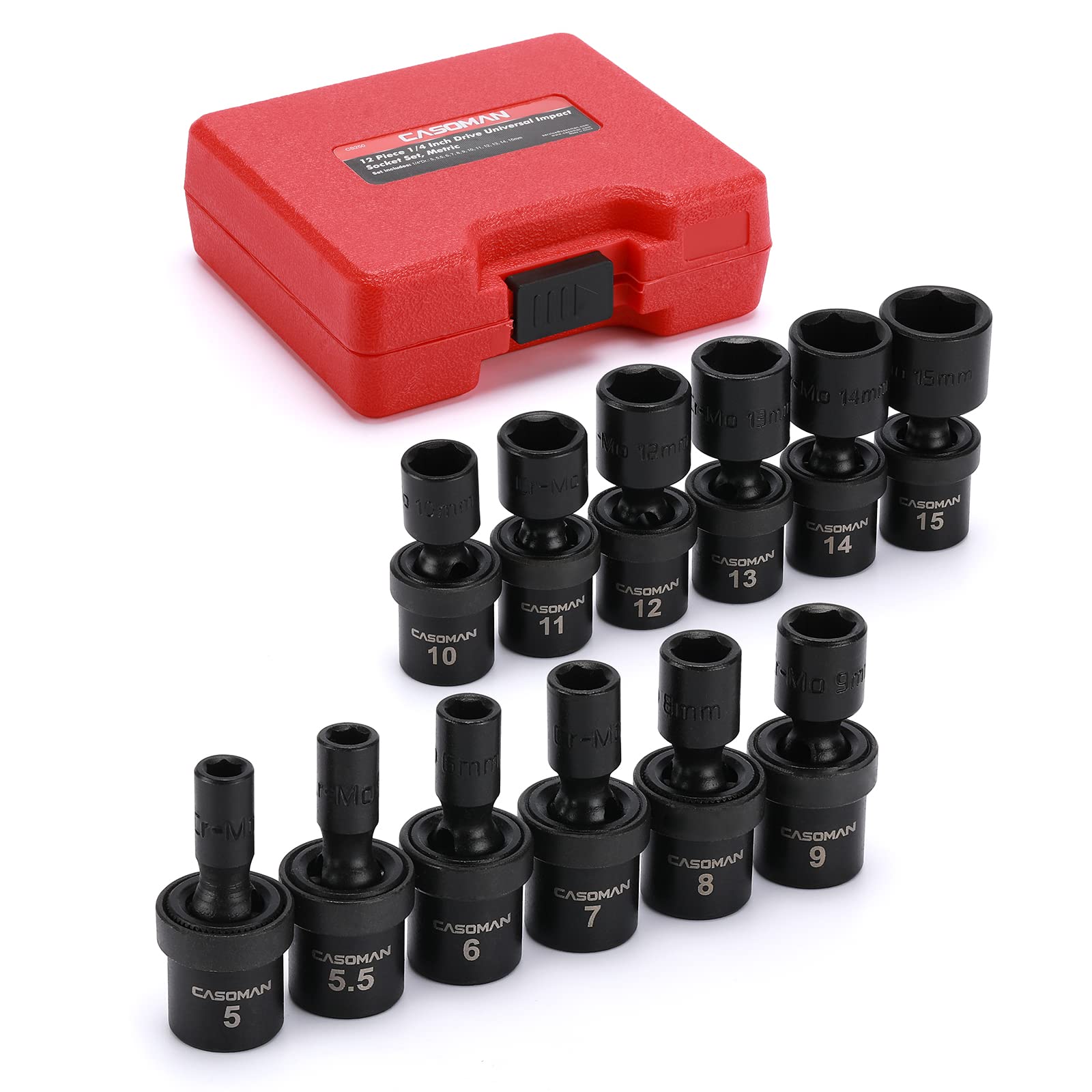 CASOMAN universal socket for 1/4-inch drive with swivel head for flexible angles.