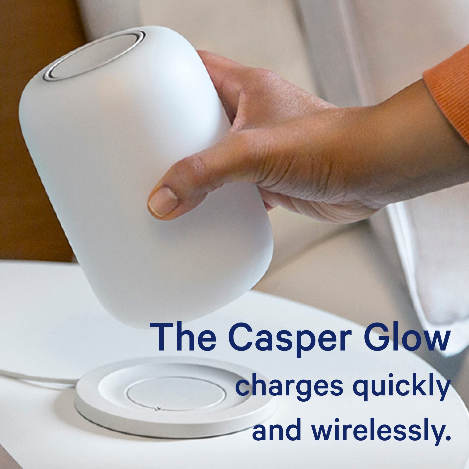 Casper Glow Light provides warm ambient sleep lighting in a dim room