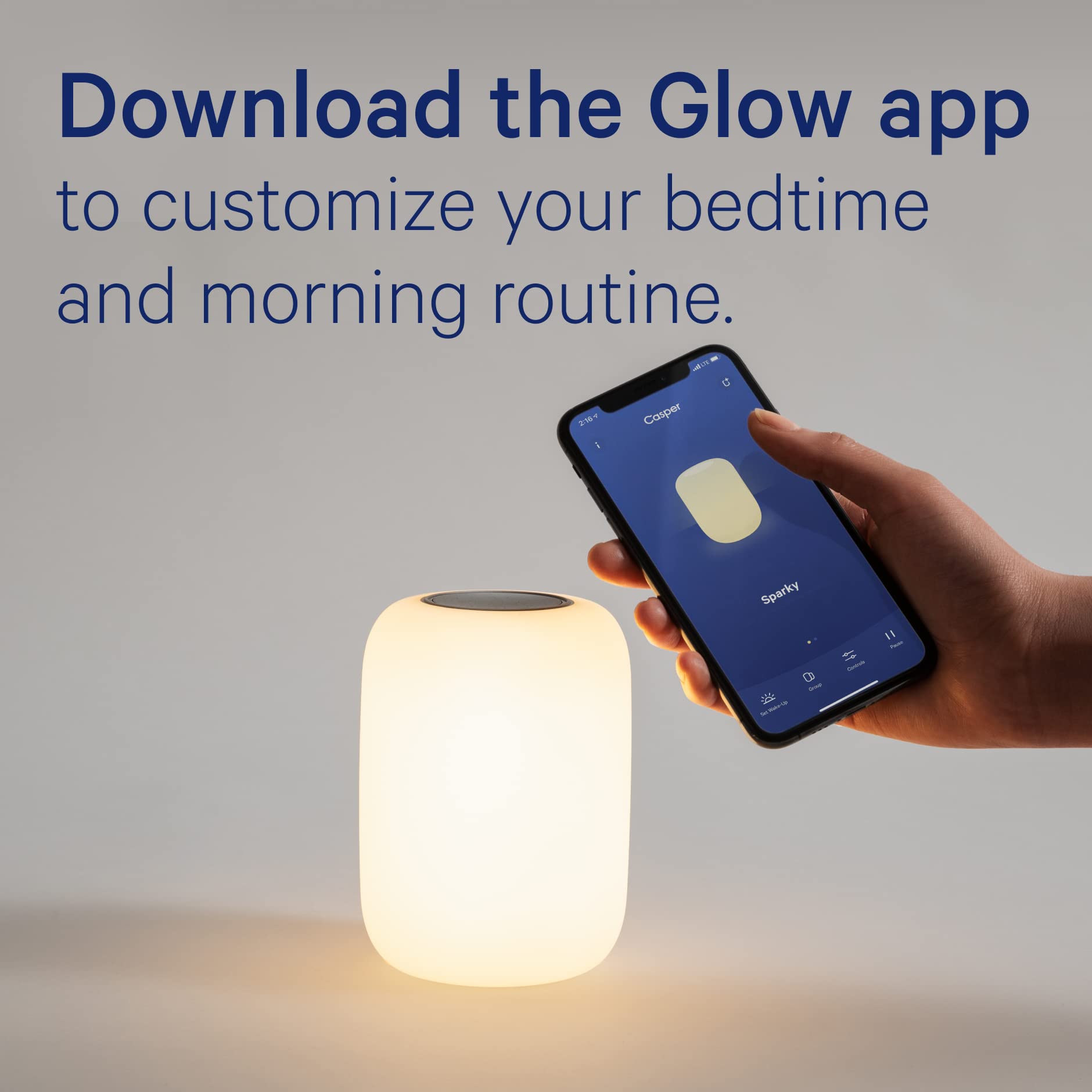 Casper Glow Light as a portable nightlight for late-night reading or snacks