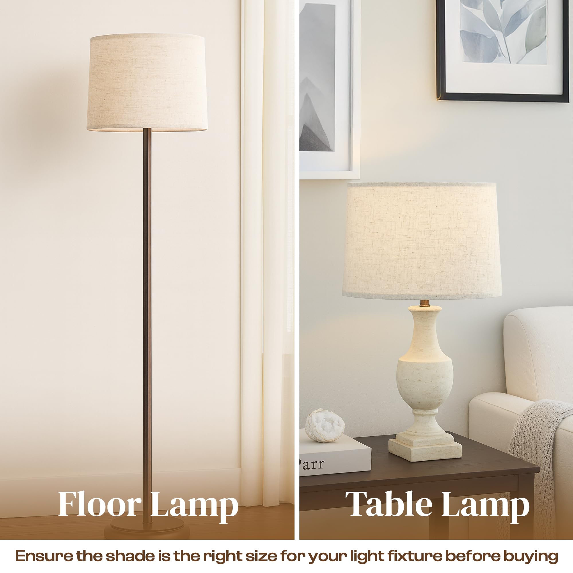 Castal Blue beige shade duo includes rings and harp holders for easy setup