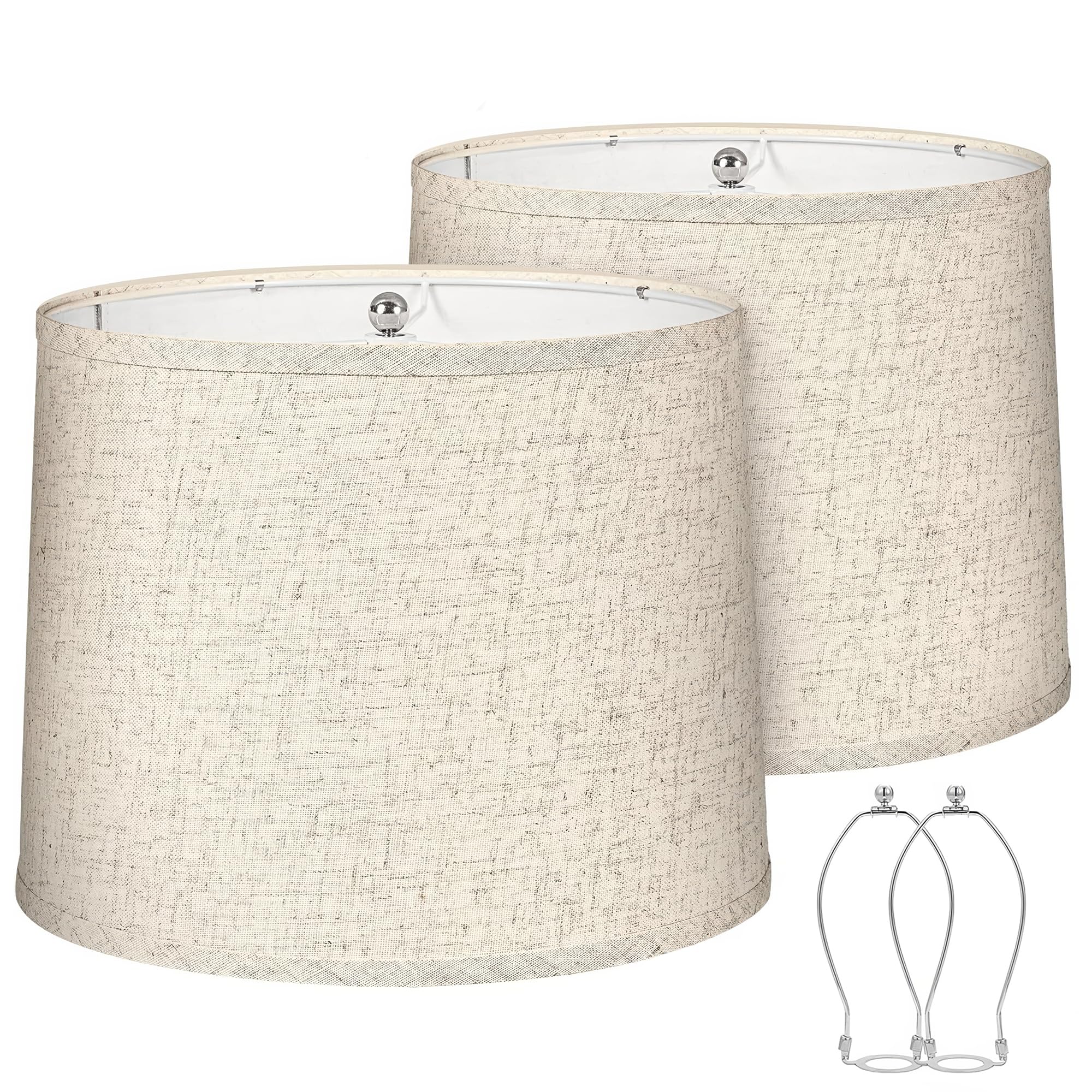 Castal Blue beige drum shade top view for harp-style bedside lamps enhances ambience