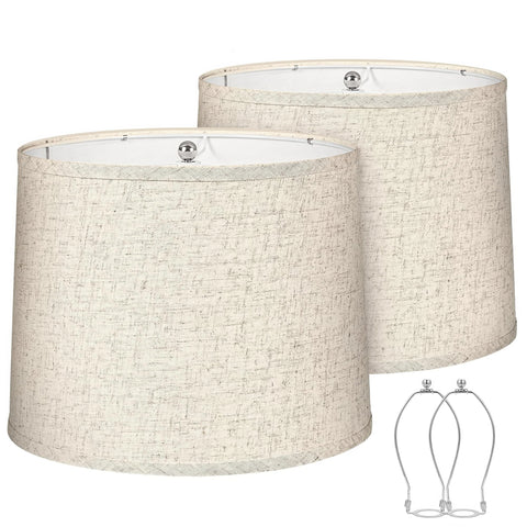 Castal Blue beige drum shade top view for harp-style bedside lamps enhances ambience