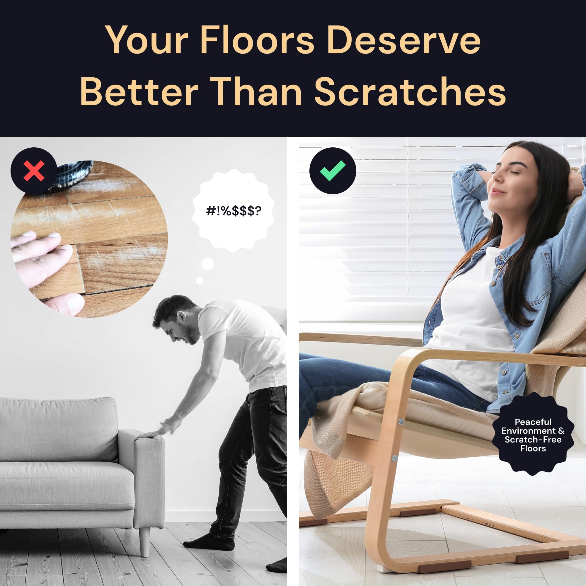 CasterMaster brown rectangular floor protector blends with decor and shields surfaces.