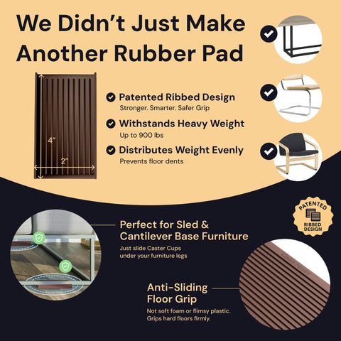 CasterMaster furniture pads protect floors while reducing sliding on tile and wood.