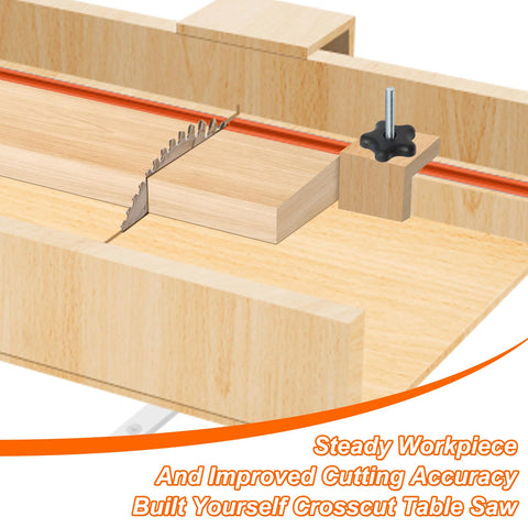 Catcan crosscut sled in use demonstrates clean, accurate crosscuts.