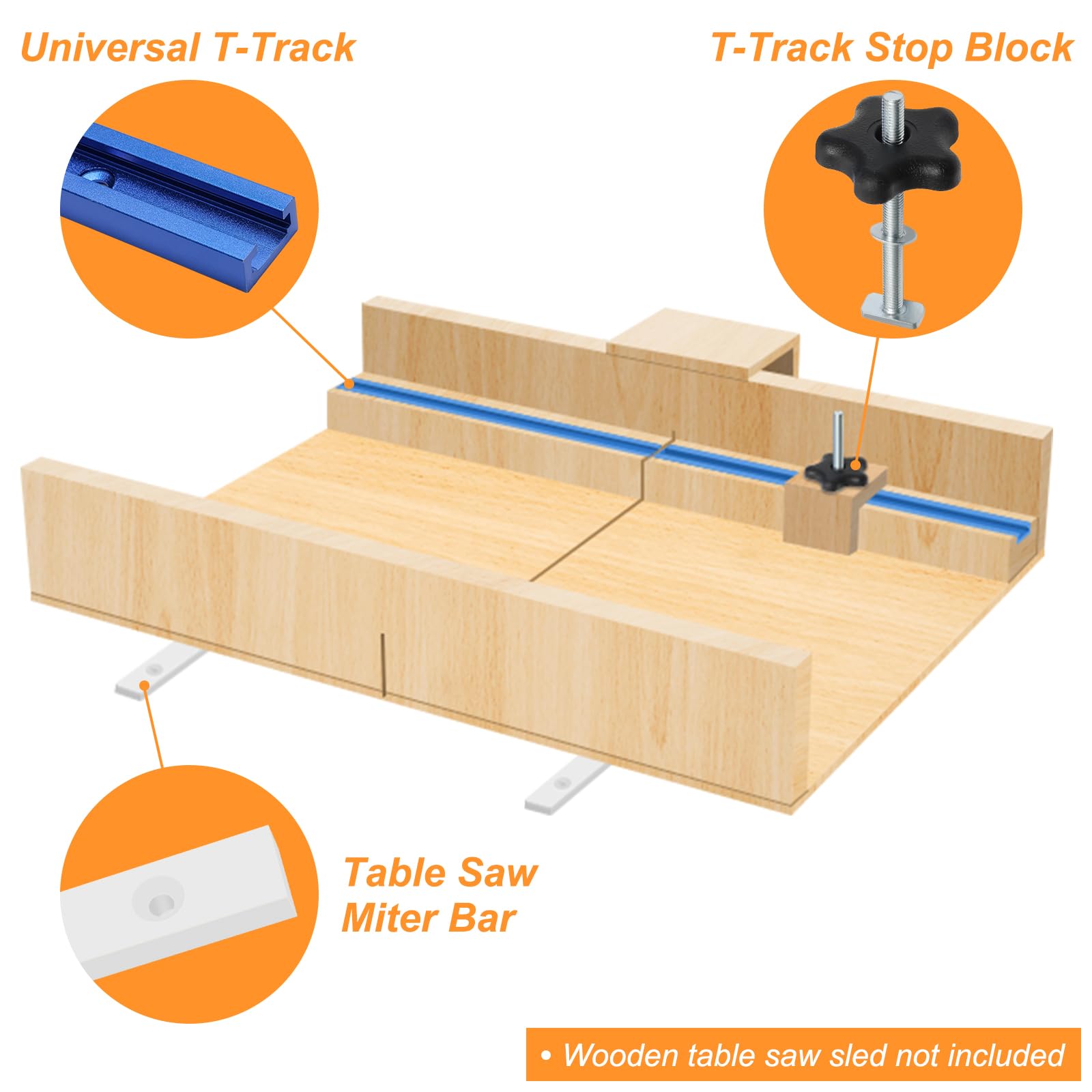 Catcan universal T-track 12in enables repeatable stop positioning on a table saw.