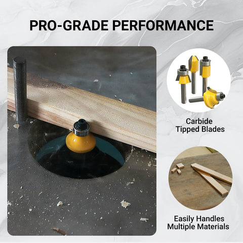 CATITO router bits compatible with wood, MDF, particleboard, and plywood.