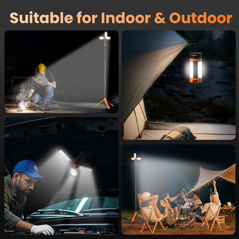 CAVN folding hook stand light ready for camping or workshop use
