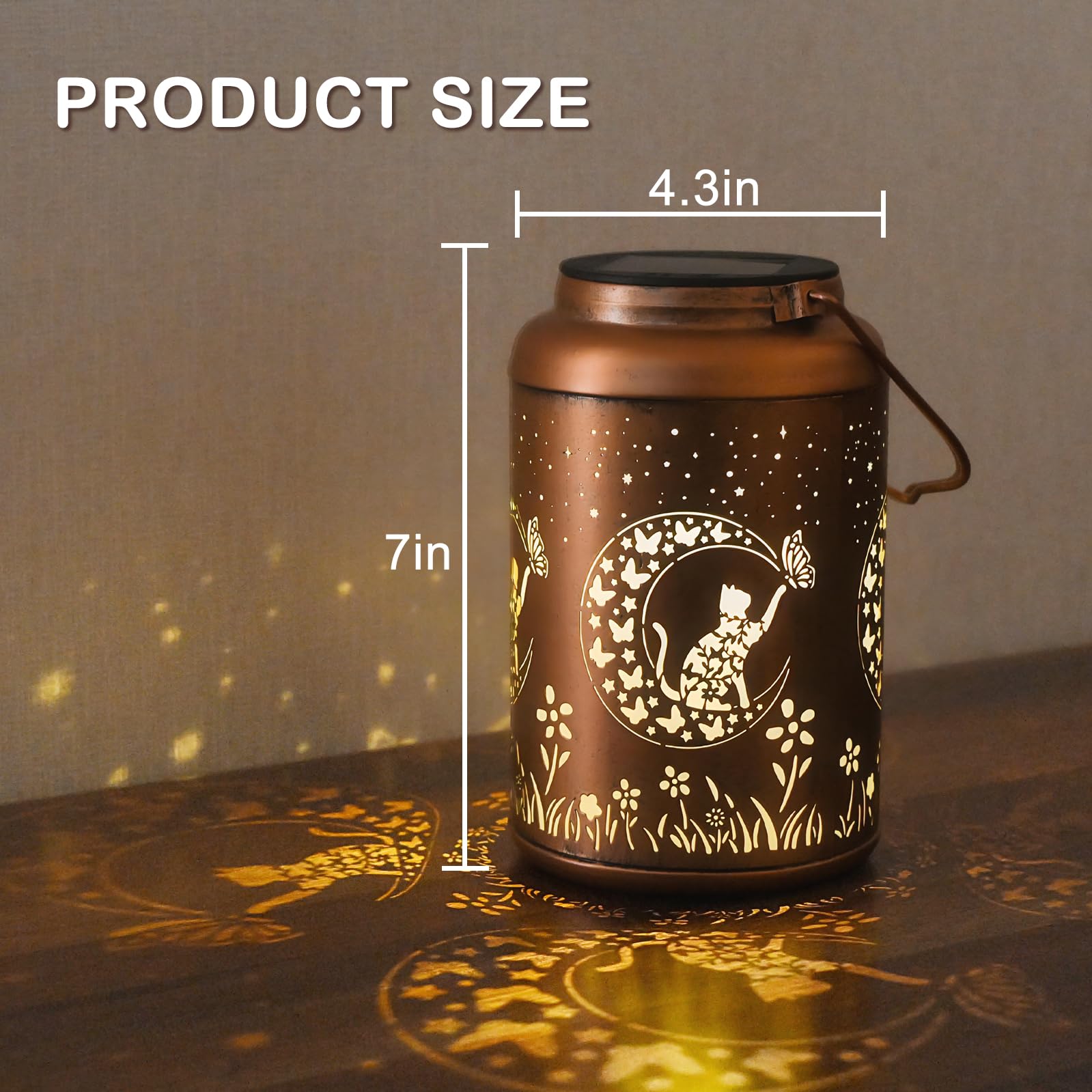 Cawalap Cat Solar Lantern on patio providing pathway ambience