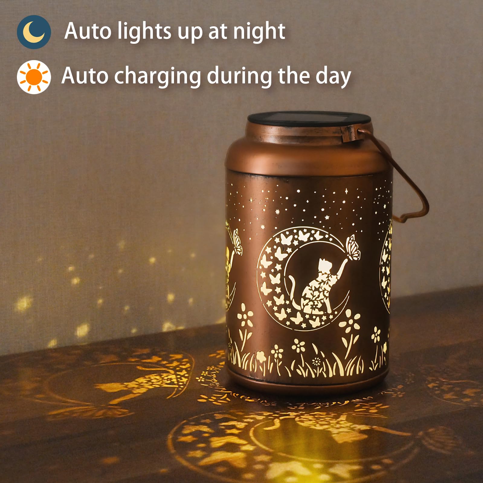 Cawalap Cat Solar Lantern with IP45 waterproof design