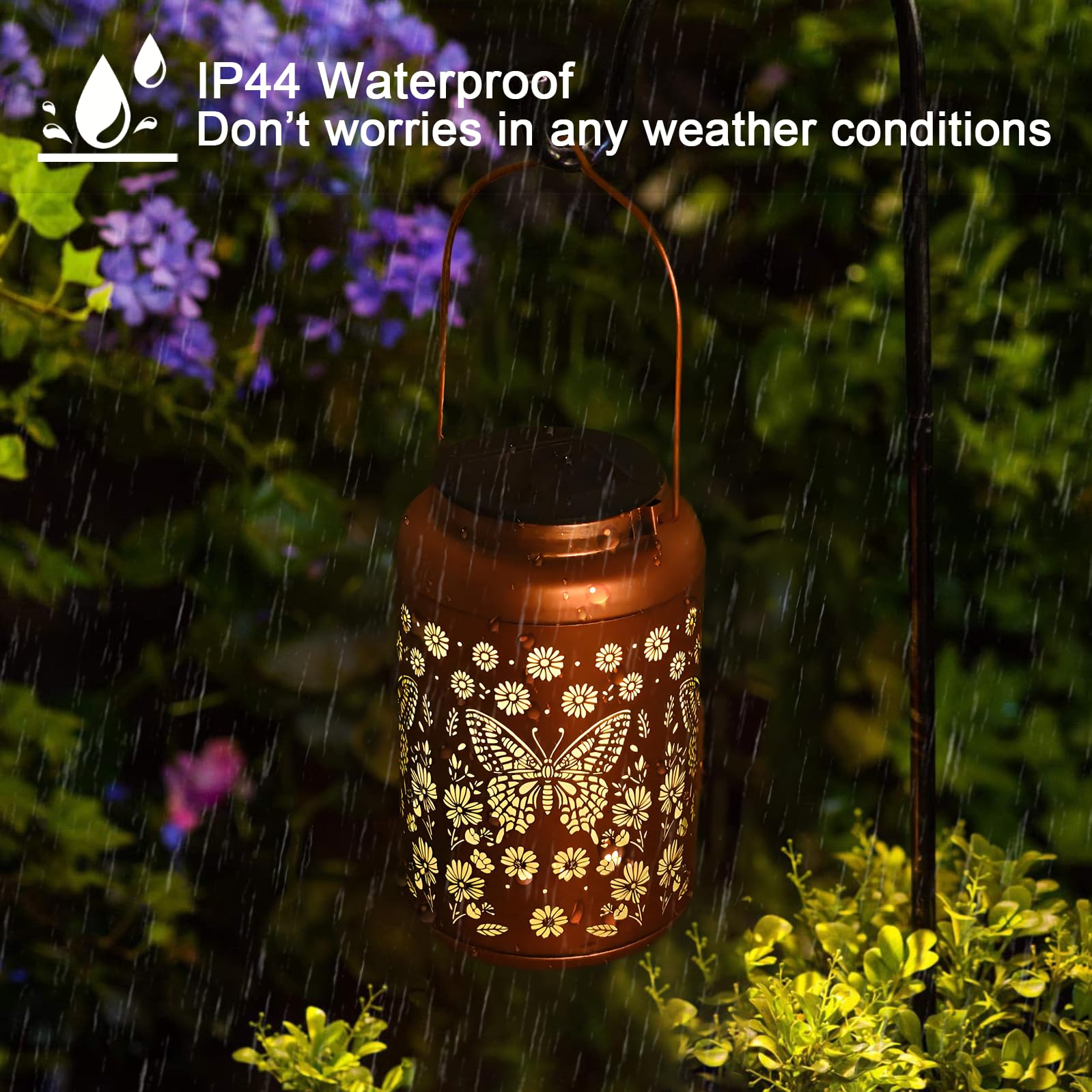 Cawalap tabletop butterfly solar lantern adds cozy light to balconies.