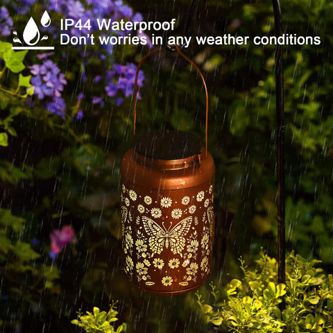 Cawalap tabletop butterfly solar lantern adds cozy light to balconies.