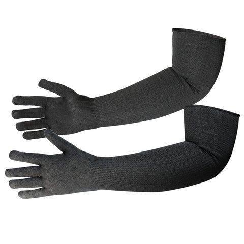CAWANFLY kevlar gloves with arm sleeves protect hands and forearms during welding tasks.