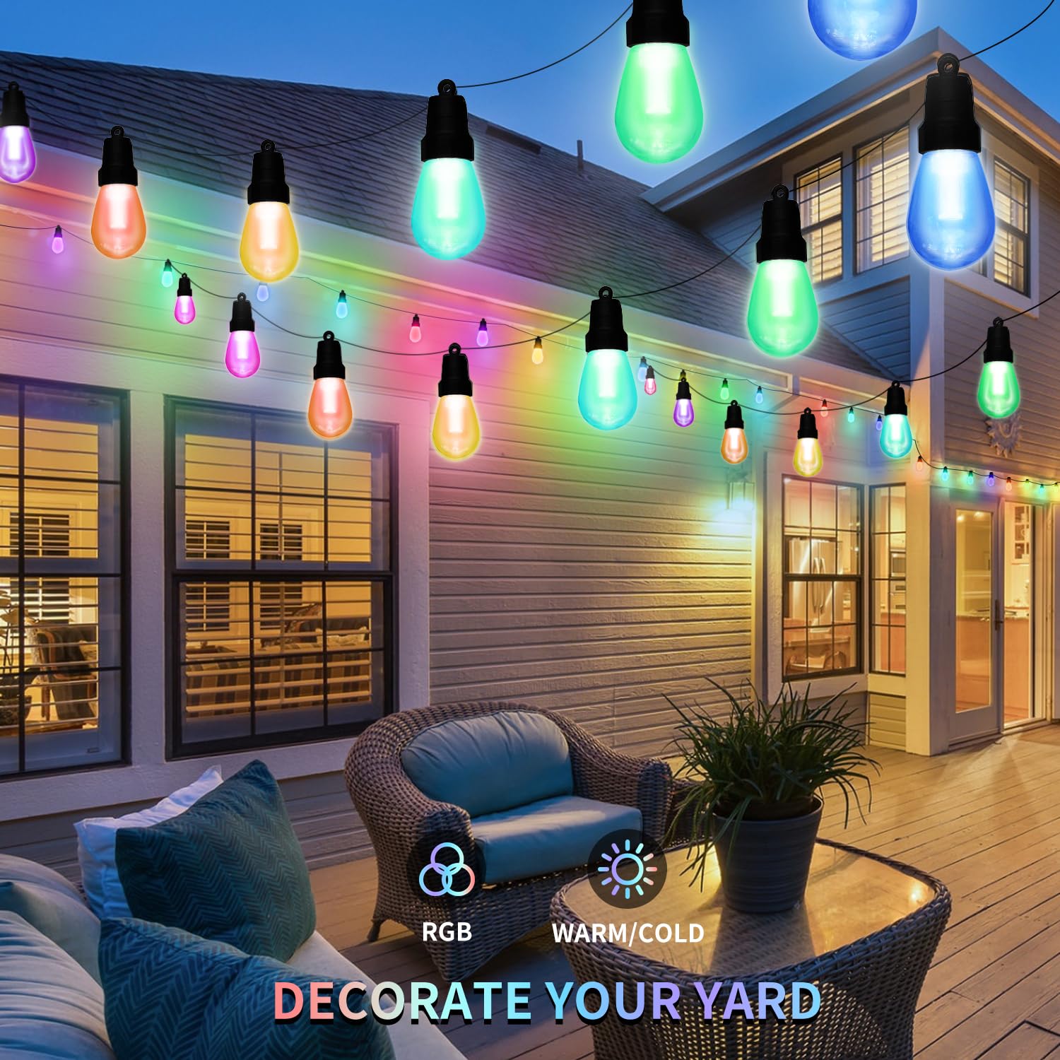 CAWWS 50ft lights can extend to 100ft with easy hanging hole design.