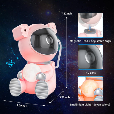 Cayclay Astronaut Galaxy Projector pink moon light adds cozy glow for kids