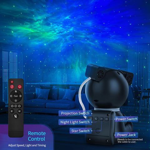 Cayclay Astronaut Projector 360-degree head for wall or ceiling projections in any room.