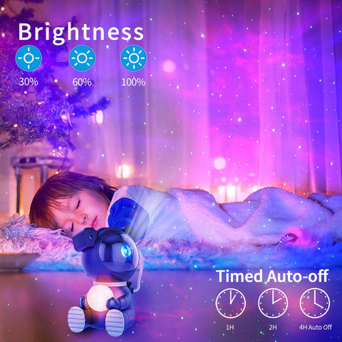 Cayclay Astronaut Projector Moon Lamp provides gentle seven-color night light for kids.