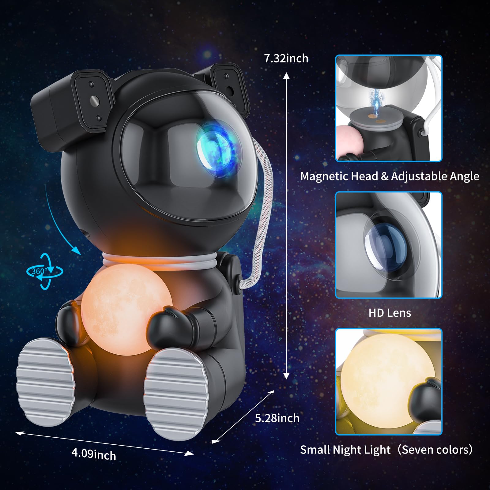 Cayclay Astronaut Projector with timer auto-off after 1 or 2 hours for convenience.