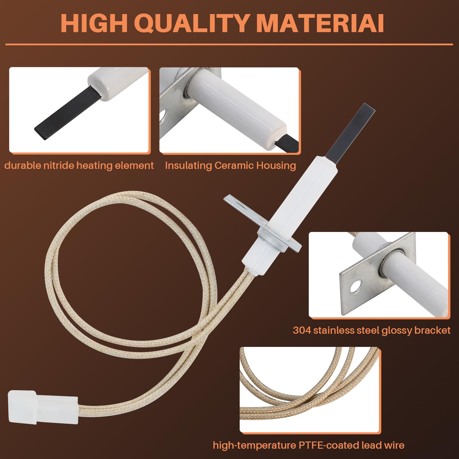 CAYUEMUM LH33ZG001 ignitor heating element closeup reveals nitride long-life material.