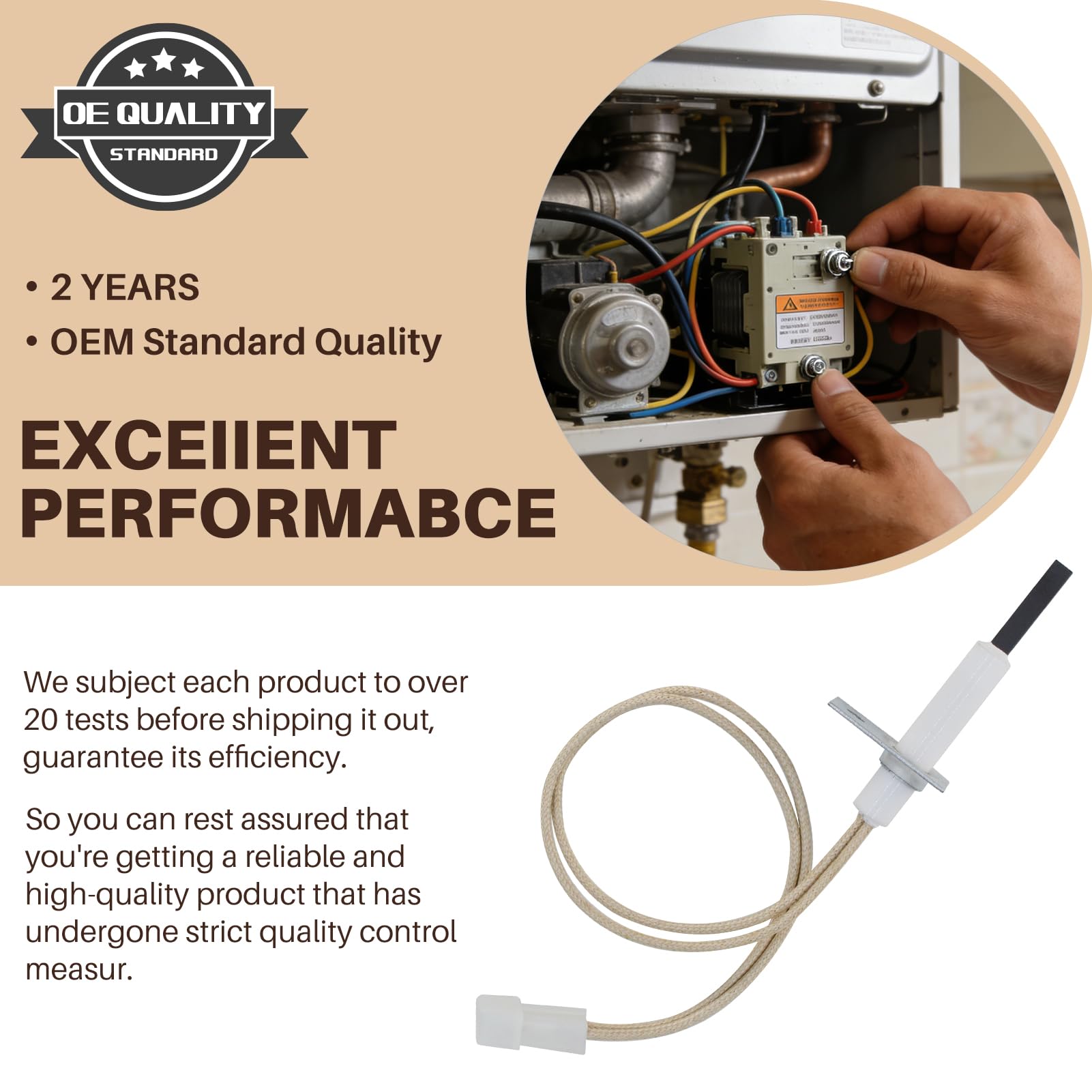 CAYUEMUM LH33ZG001 ignitor warranty sticker signals post-purchase support and service.
