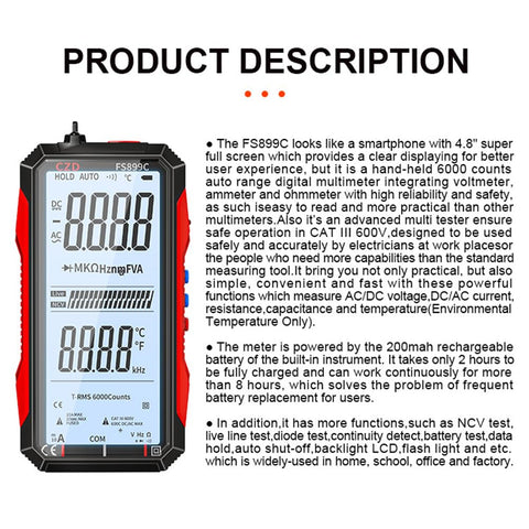 CBGYYWF FS899L packaging with manual and charging cable