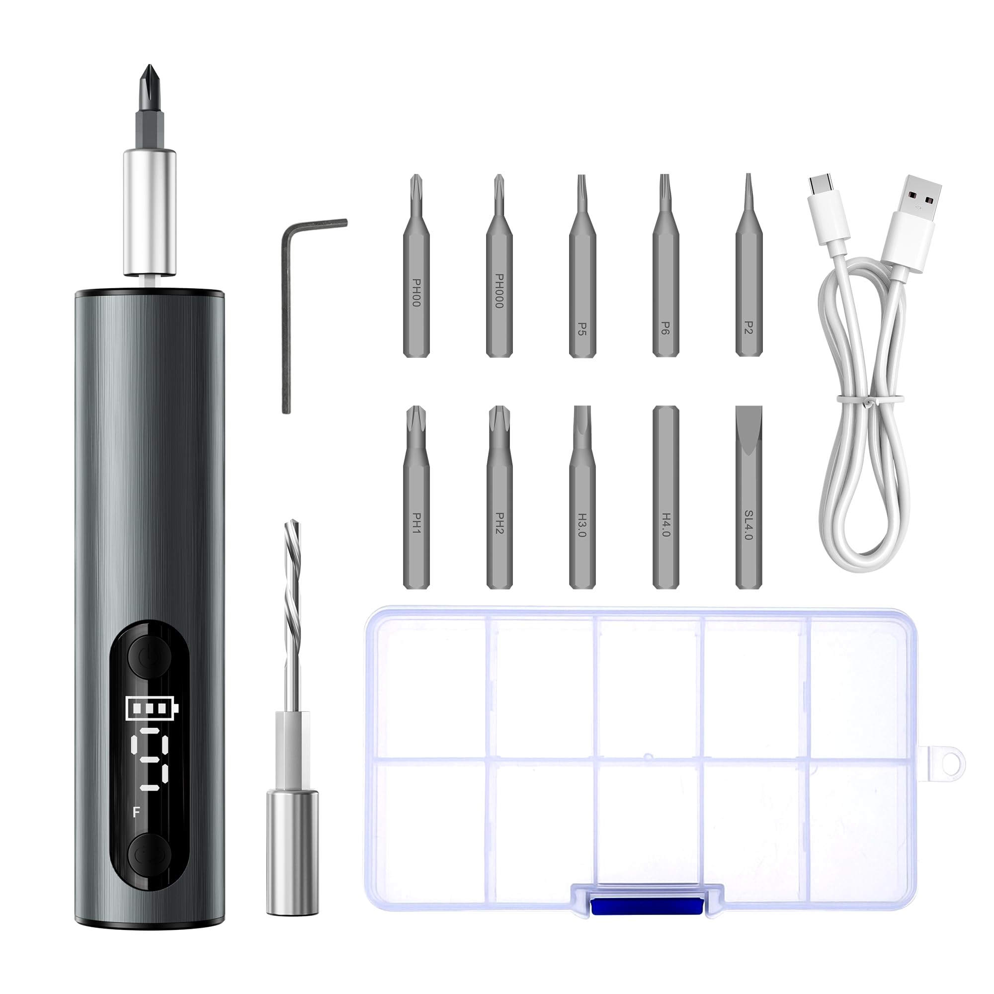 CBVCBV cordless screwdriver in hand with magnetic bits for secure fastener control.